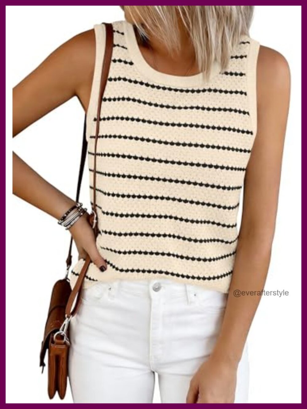 Crochet Knit Tank Top Sleeveless Cotton Sweater Vest Summer